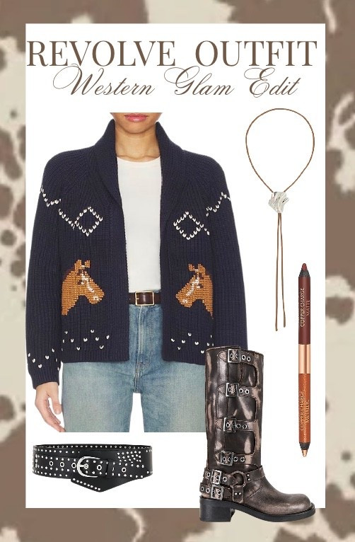 This knit horse cardigan is giving elevated ranch energy — styled with classic denim, a studded belt, stacked buckle boots, and a subtle brown liner moment for that soft cowgirl glam finish. Effortless, cozy, and still main-character coded.
Everything from my Revolve Western Glam edit is linked on LTK 🤍 #WesternStyle #CowgirlChic #RevolveOutfit #NeutralFall #SoftWestern


#LTKootd #LTKgrwm #LTKSpringSale