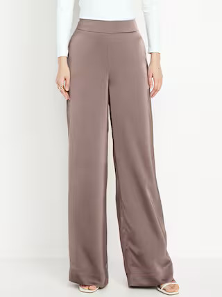 High-Waisted Satin Super Wide-Leg Pants | Old Navy (US)