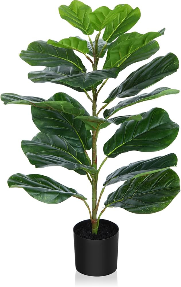CROSOFMI 30Inch Artificial Fiddle Leaf Fig Tree/Fake Ficus Lyrata Plant with 21 Leaves Faux Plant... | Amazon (US)