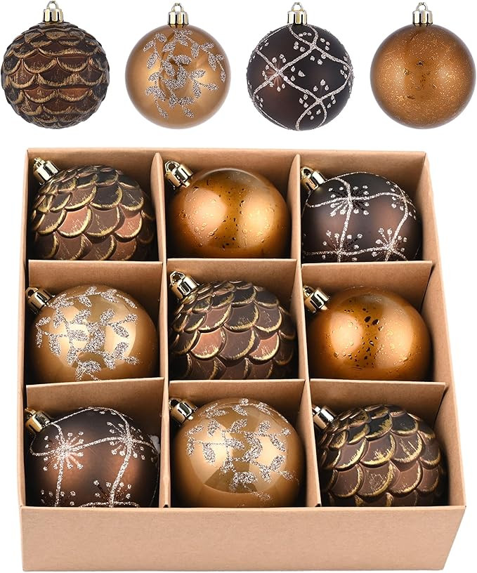Valery Madelyn Christmas Ball Ornaments, 9ct Bronze Copper and Gold Shatterproof Christmas Tree D... | Amazon (US)