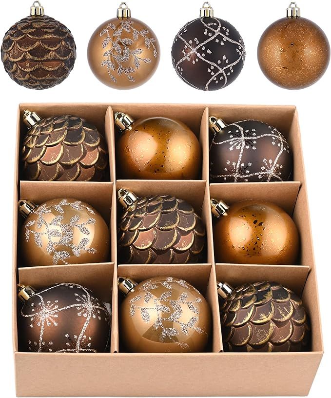 Valery Madelyn Christmas Ball Ornaments, 9ct Bronze Copper and Gold Shatterproof Christmas Tree D... | Amazon (US)