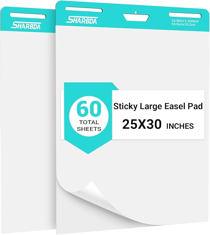 Sticky Easel Pad, 25 in x 30 in,Flip Chart Paper,Sticky Chart Paper for Teachers, Large Self-Stic... | Amazon (US)