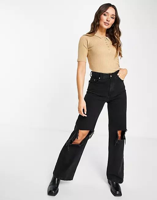 M Lounge fitted polo top in rib knit - part of a set | ASOS (Global)