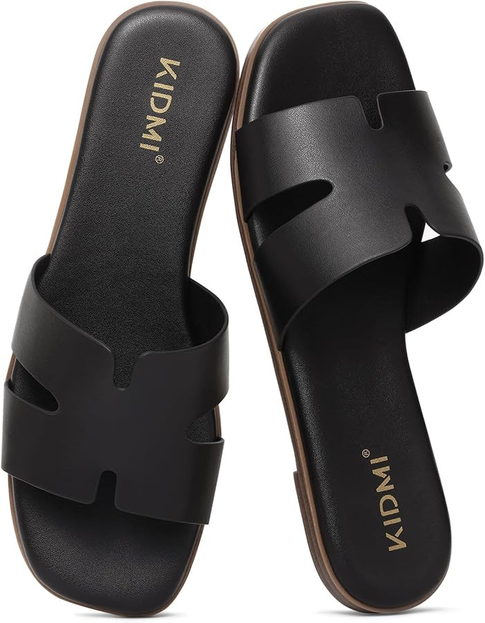 KIDMI Women's Dressy Flat Sandals, Comfortable Slip On Summer Slides, Fashion Open Toe Casual San... | Amazon (US)