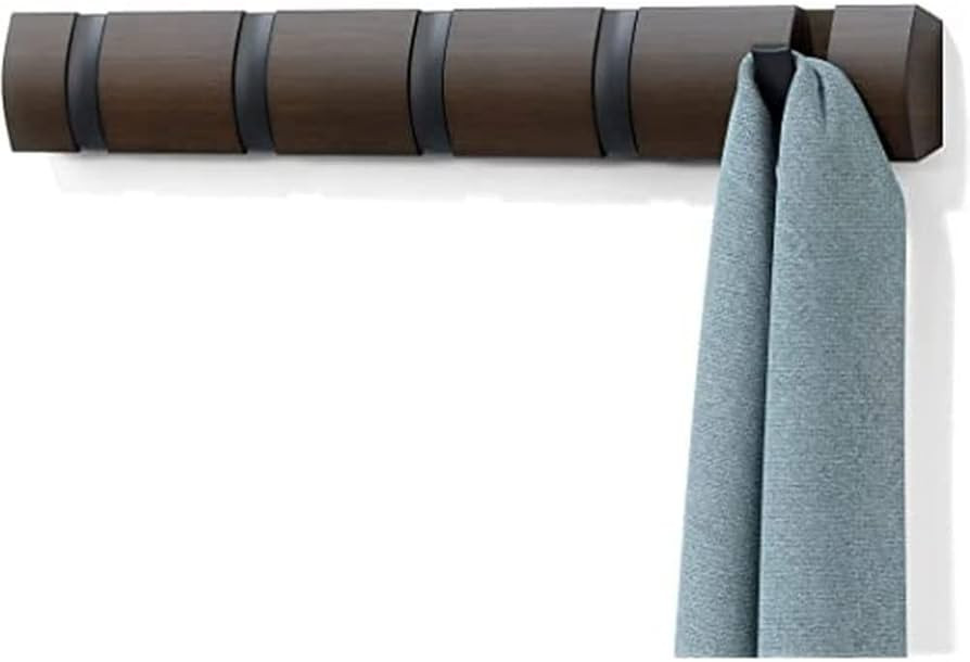 Umbra Flip Wall-Mounted Coat Rack Rail Hook for Hats, Jackets, Bags and More – Modern, Space-Sa... | Amazon (US)
