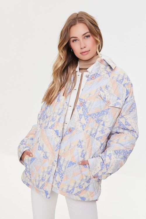 Quilted Floral Patternblock Shacket | Forever 21 (US)