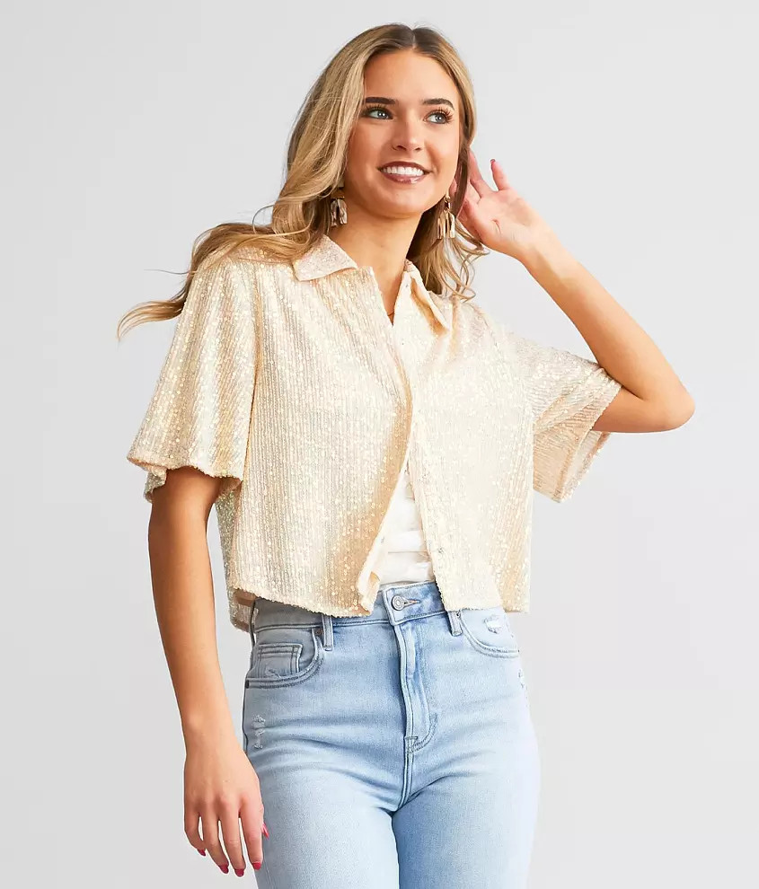 Sequin Cropped Shirt | Buckle