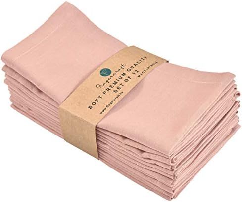 Cloth Napkins Dinner Washable Set of 12 in Cotton Linen Fabric Blush 12 Pk Premium Quality, Miter... | Amazon (US)