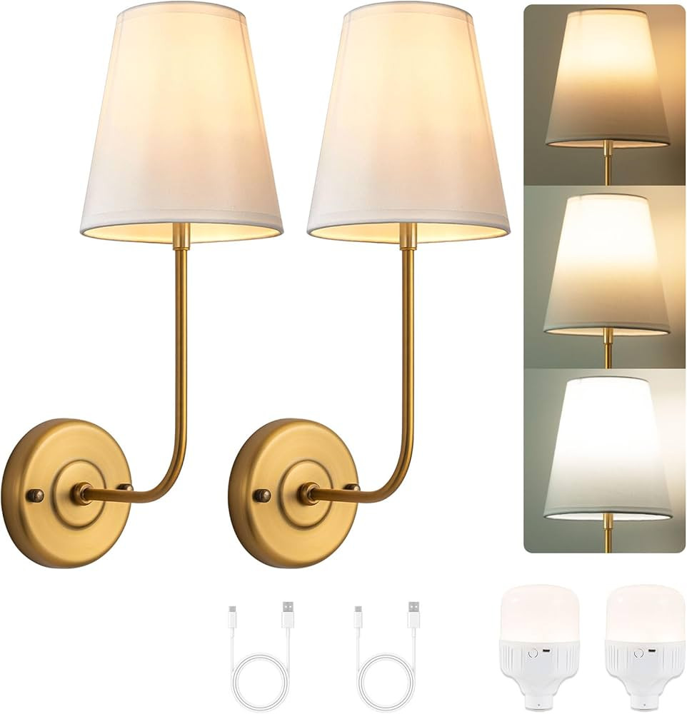 PASSICA DECOR Battery Operated Wall Sconces Set of 2 No Hardwired Sconces Wall Lighting with Dimm... | Amazon (CA)