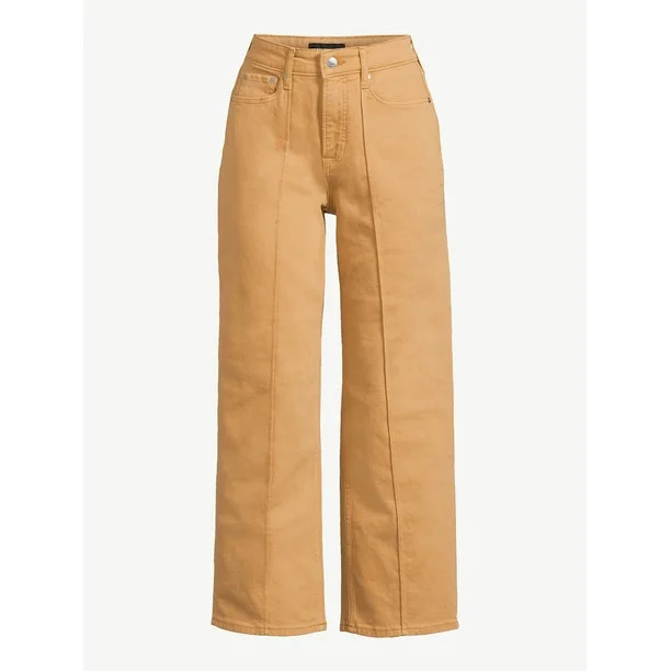 Free Assembly Women's Pintuck Cropped Wide Leg Straight Jeans, Sizes 0-18 | Walmart (US)