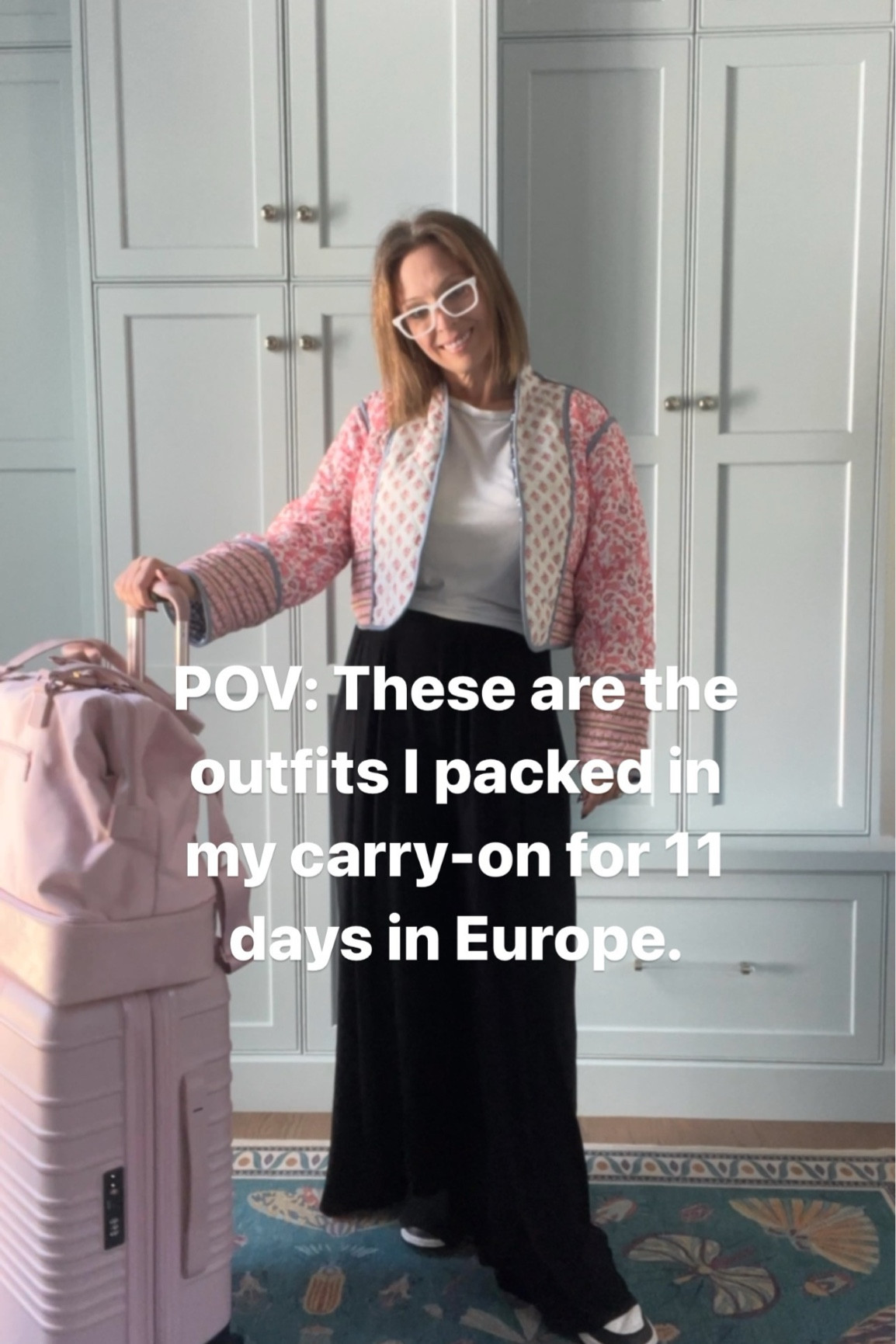 POV: I packed for 11 days in Europe in a carry-on! We traveled to 3 destinations in Europe and couldn’t risk losing our luggage. Plus, we needed to be as mobile as possible. Packing this way was actually much easier than I expected. 

Here are the outfits I wore in London, Paris (the Olympics!) and the Cotswolds plus our travel days. I wanted you to see which items were used for more than one outfit (always in a different city) and, honestly, I think I could have gotten by with even less! We were super lucky with the weather and it was beautiful and mild for us North Carolinians and even a touch chilly at night!

My clothes fit in my rolling suitcase while an extra pair of shoes and toiletries were packed into my shoulder bag. Packing cubes kept everything organized and I had room to spare plus a few dressy items (not shown) I didn’t even wear. If you want to see exactly how it all fit - let me know and I am happy to share more!

Oh, and did you notice my jacket and glasses play double and quadruple duty? 
•
•
•
#housebeautiful #southernliving #myhousebeautiful #traditionalwithatwist #southernhome #traditionalhome #chinoiseriechic  #sodomino #southernhomemag #betterhomesandgardens #dominomag #bhgstylemaker #mytradhome #moderntraditional #southerncharm #southernstyle #interiorstylingideas #classicdecor #hgtvmagazine #hgtvhome #ighomes #interiordecoratingideas #stylishhomevibes #colormakesmehappy #bhgcolor #packingtips #beis #travelmadeeasy #olympics2024 #carryonluggage

#LTKVideo #LTKTravel #LTKStyleTip