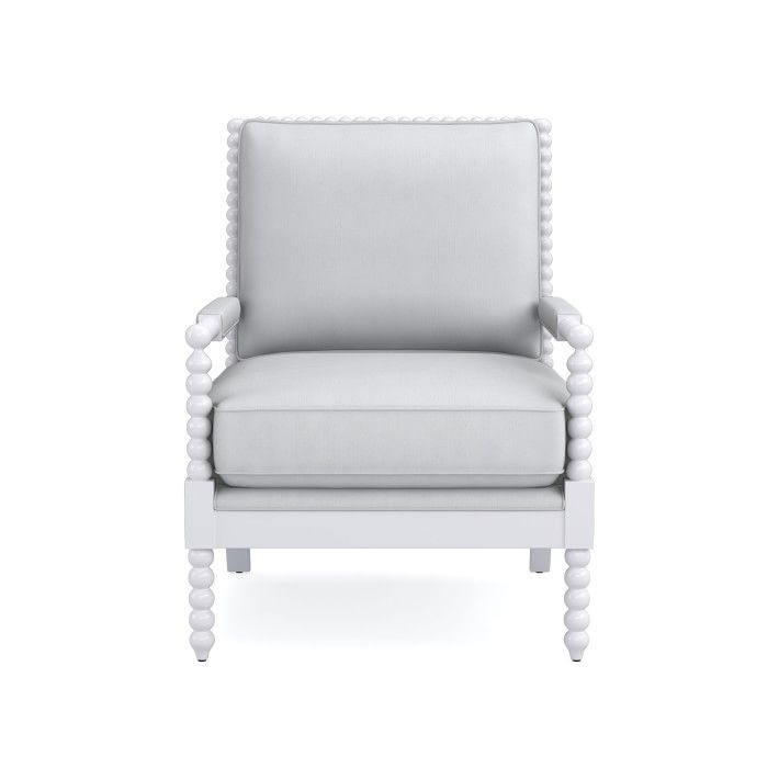 Spindle Chair, Standard Cushion, Brushed Canvas, White, White Leg | Williams-Sonoma