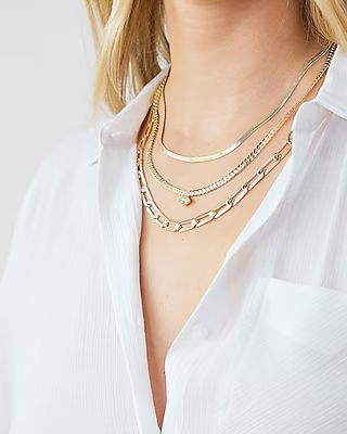 3-Row Gold Chain Layered Necklace | Express