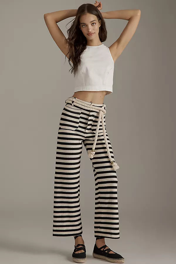 The Colette Striped Knit Crop Wide-Leg Pants by Maeve | Anthropologie (US)