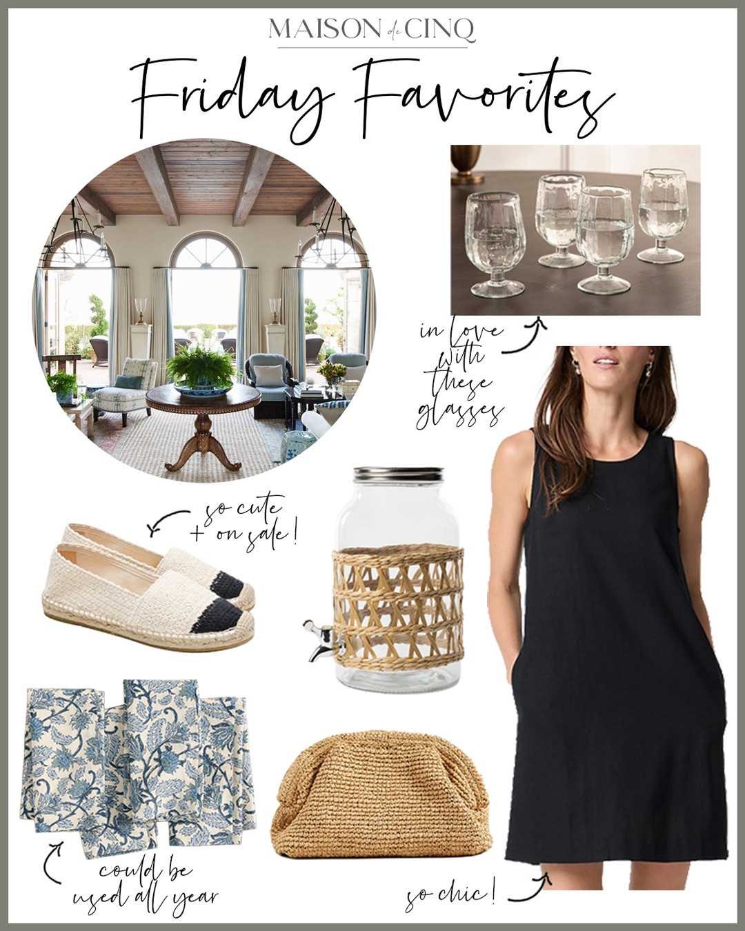 Friday Favorites time!

This week is linen sheath dresses, adorable espadrilles, French picnic baskets, plus entertaining finds on sale at McGee & Co and PB!

Home decor, spring fashion, spring outfit, spring handbag, spring dresses, storage baskets, tabletop, clutch

#LTKHome #LTKSaleAlert #LTKOver40