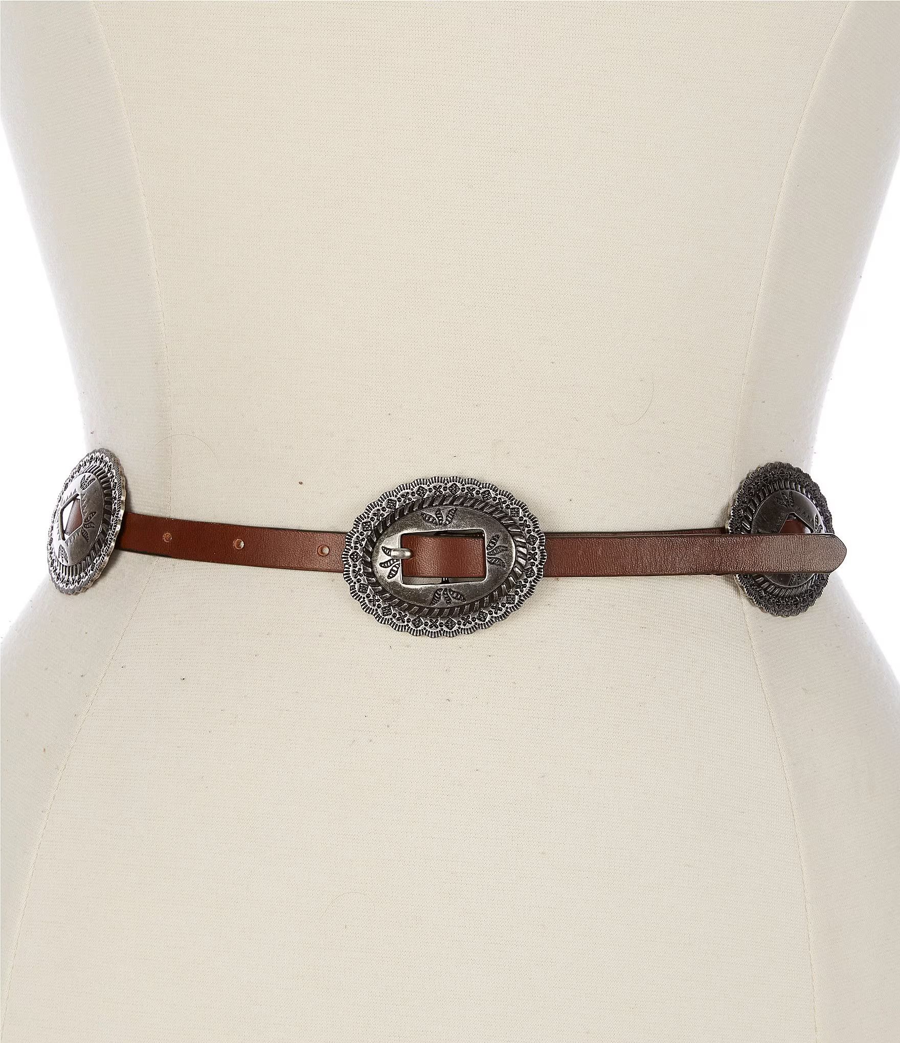 .5" Leather Concho Skinny Belt | Dillard's