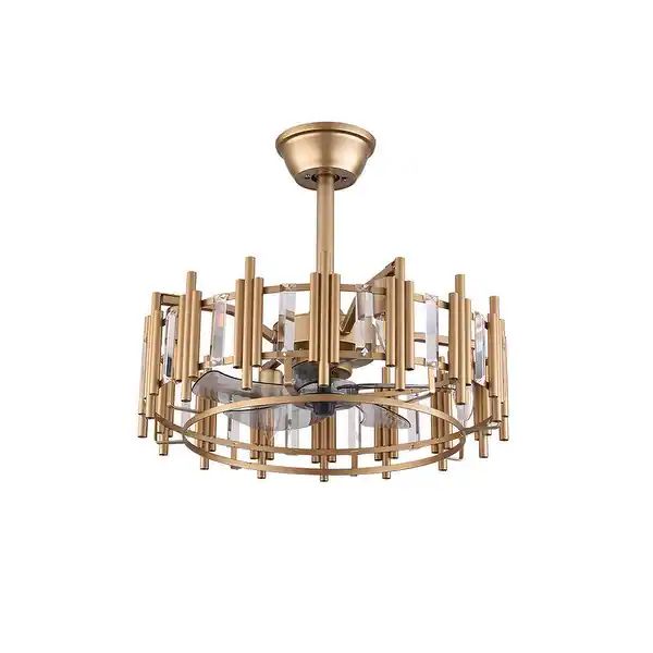 20" Matte Gold Modern Caged Ceiling Fan With Light Invisible Blades - 20" - Gold 2 | Bed Bath & Beyond
