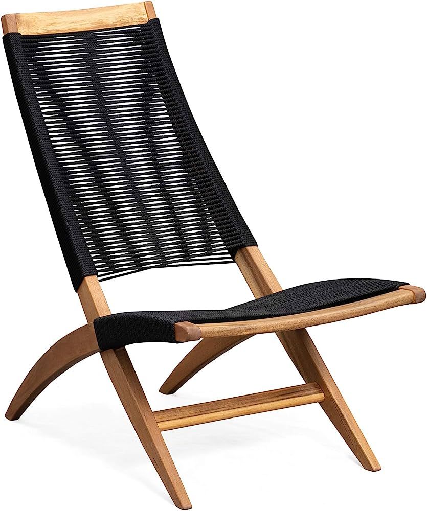 Patio Sense 63364 Lisa Modern Lounge Chair Natural Wood Finish Mid Century Modern Wooden Chair Li... | Amazon (US)
