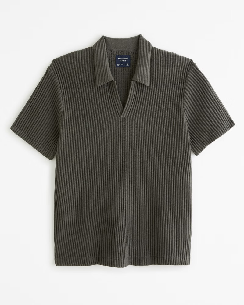Men's Plisse Johnny Collar Sweater Polo | Men's Clearance | Abercrombie.com | Abercrombie & Fitch (US)