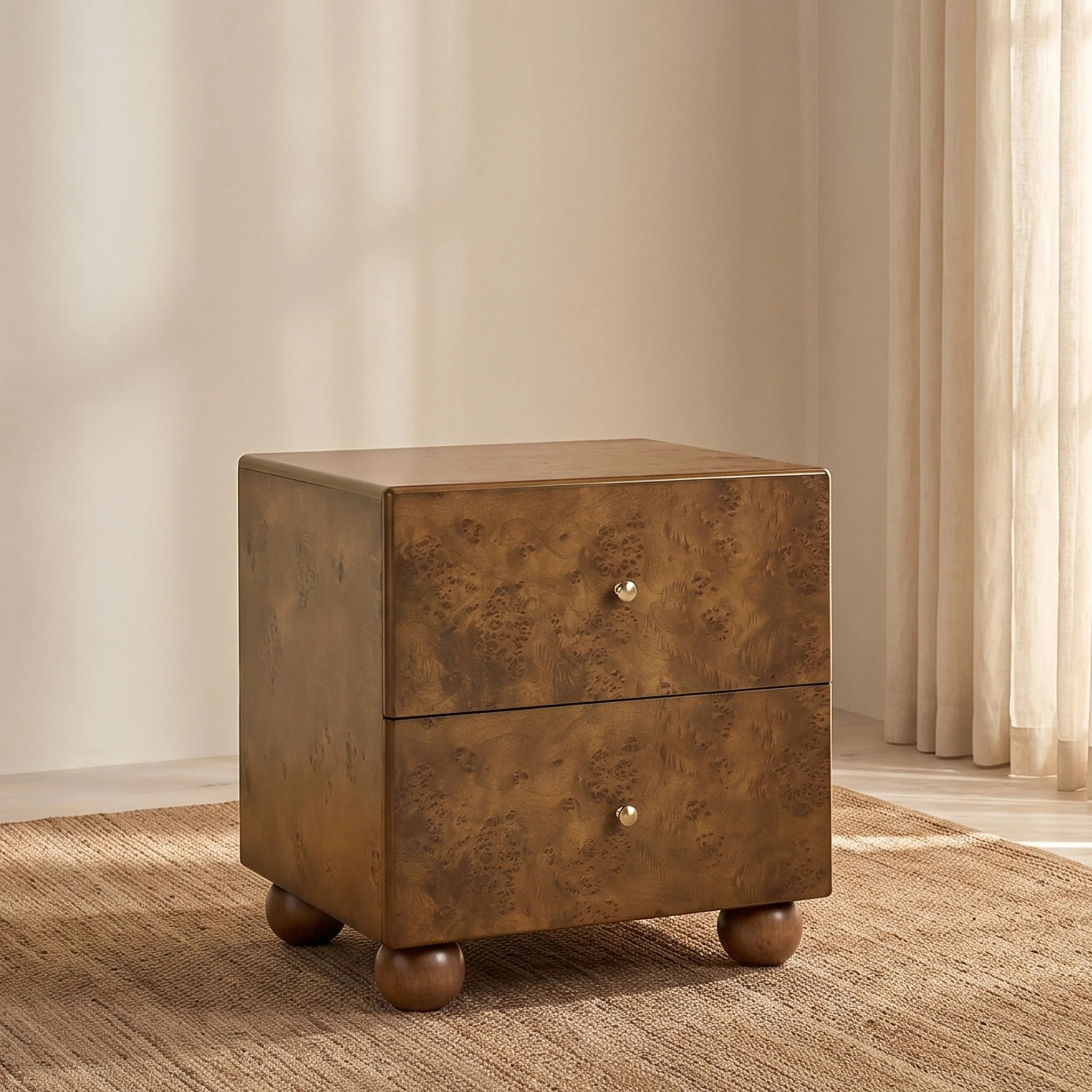 Malea Wood Deco Style Nightstand With Stolid Ball Legs | Wayfair North America