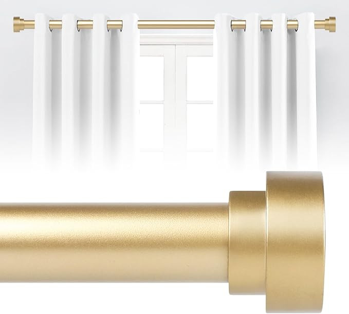 Gold Curtain Rods for Windows 66 to 120 Inch(5.5-10ft),1 Inch Diameter Heavy Duty Curtain Rods,Ad... | Amazon (US)