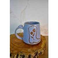 Baby Blue Floral Cowgirl Boot Mug, Disco Ceramic Coffee Mug | Etsy (US)