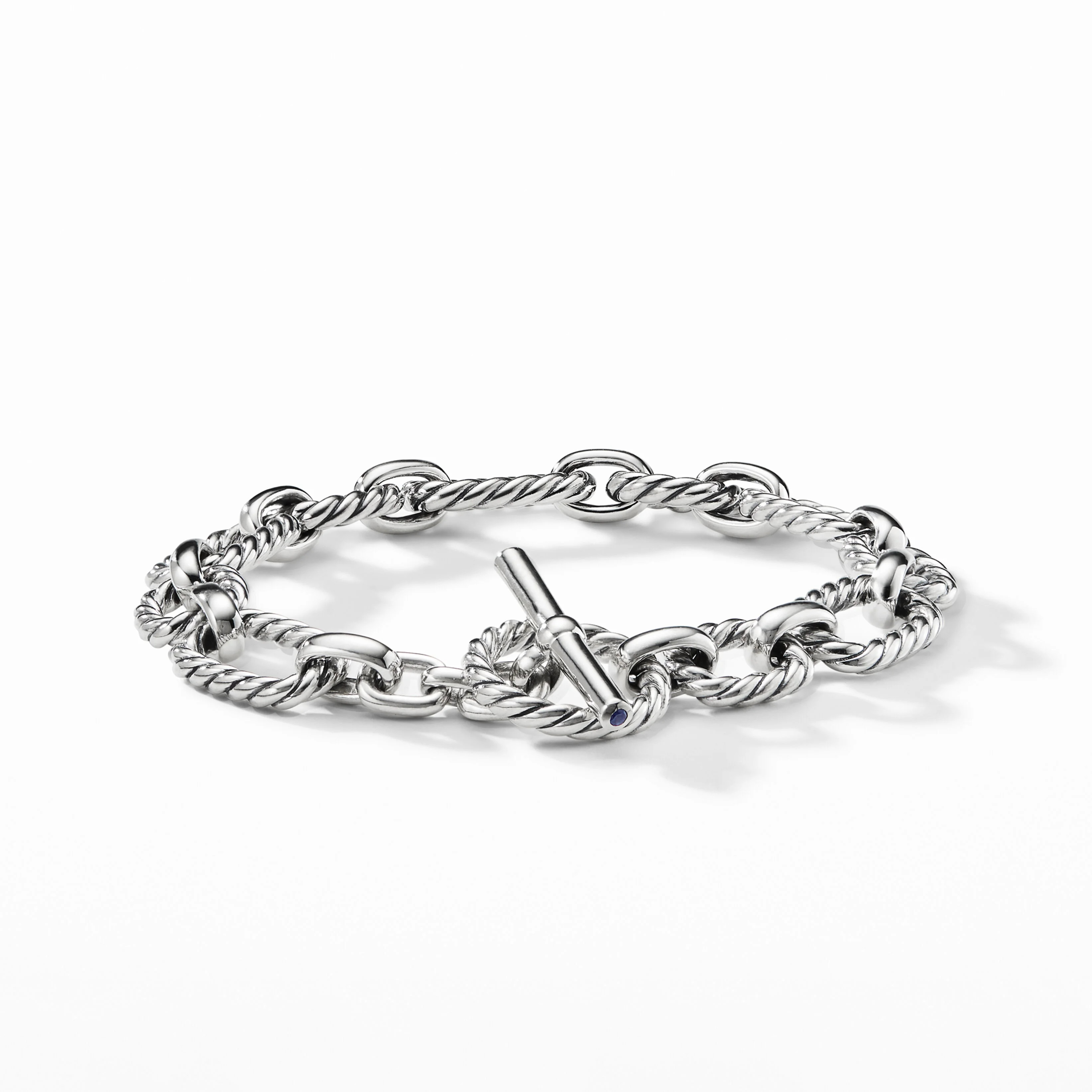 Cushion Link Chain Bracelet in Sterling Silver with Blue Sapphires | David Yurman