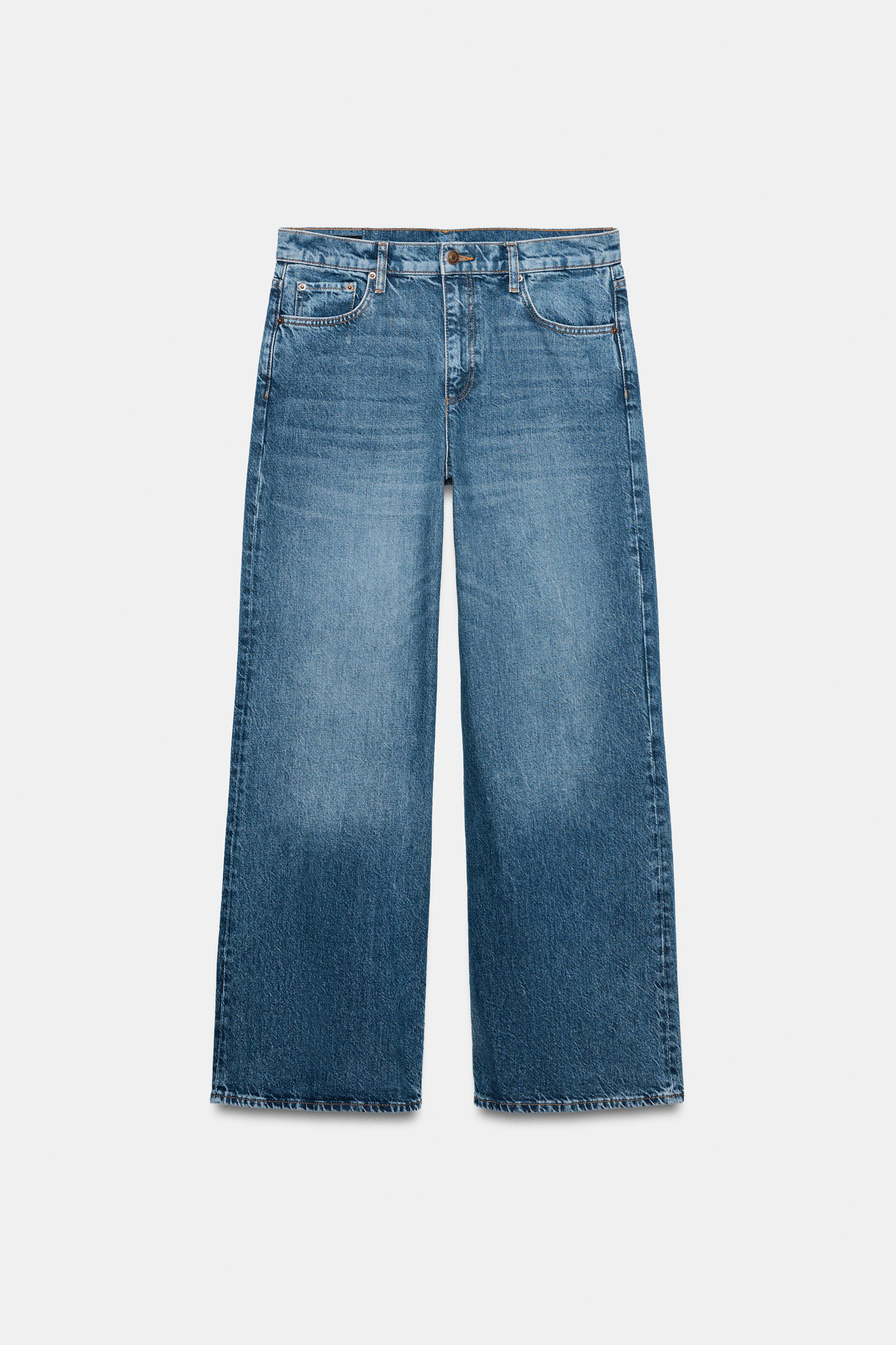 Zara - Zw Collection Low-Rise Wide-Leg Jeans - Blue - 8 - Woman | Zara UK