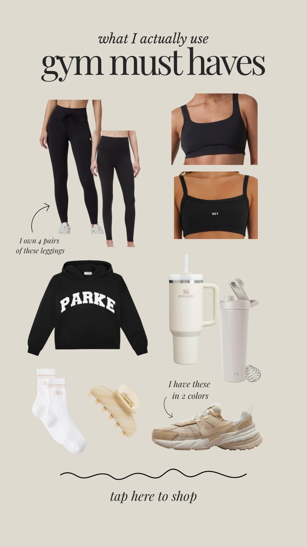 Neutral Gym Girl Must-Haves 🤍💪🏼

Everything I wear and love for my everyday workouts — comfy, flattering, and perfectly neutral. These staples make me feel confident whether I’m lifting, walking, or grabbing a smoothie after. Linking my go-to leggings, bras, sneakers, clips + more!

✨ Brands I swear by: Vuori, Alo, Lululemon, Nike
🤍 Fits the clean girl, neutral vibe
🛒 Tap to shop your new gym uniform

#neutralaesthetic #gymgirlmusthaves #vuoriwomen #aloyoga #lululemonalign #neutralworkoutfit #activewearstyle #ltkfit #ltkactive #cleanaesthetic #softgirlstyle #minimalstyle #LTKgym 

#LTKFindsUnder100 #LTKActive