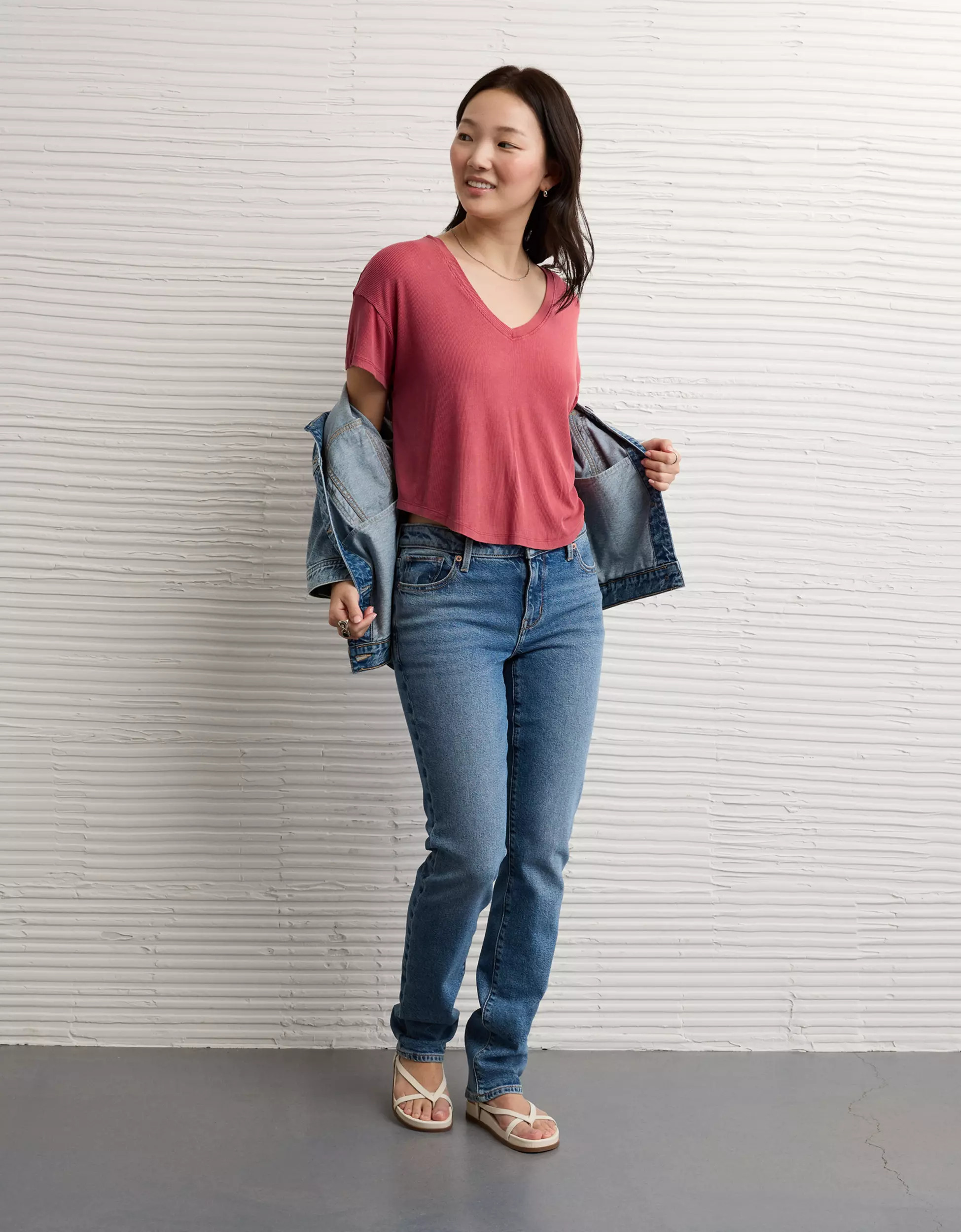 AE Soft & Sexy Ribbed V-Neck T-Shirt | American Eagle Outfitters (US & CA)