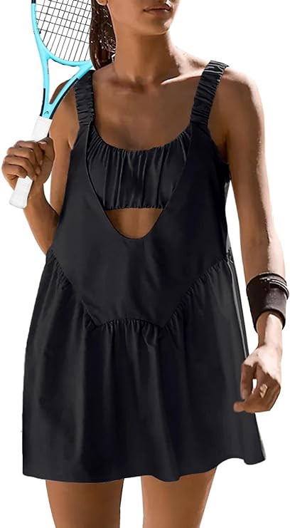 Sexyasasii Women Tennis Dress with Built in Shorts and Bra Sleeveless Casual Backless Golf Dress ... | Amazon (US)