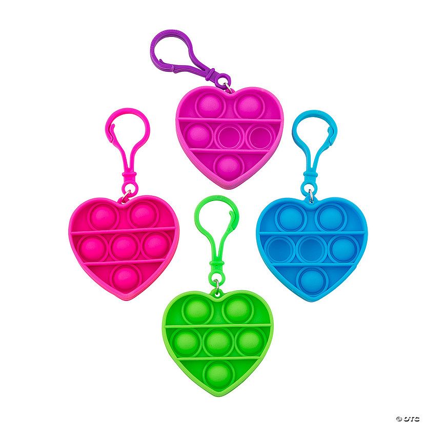 Mini Heart Lotsa Pops Popping Toy Keychains - 12 Pc. | Oriental Trading Company