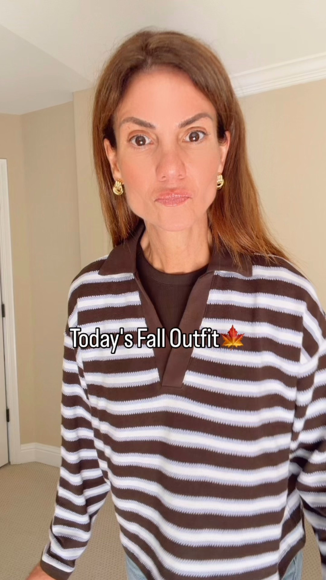 The fall outfit I can’t stop wearing  
Striped shirt + layered crewneck (with those buttons everyone loves), classic mid-rise jeans, Gucci-look mules, and a suede bag that feels luxe—not pricey.
Easy, elevated, and made for midlife style. The jeans fit true to size  

#LTKFindsUnder100 #LTKSaleAlert #LTKStyleTip