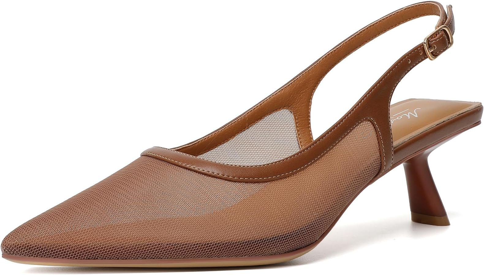 Mostrin Kitten Heels for Women Pointed Toe Pumps Patent Leather Low Heel Slingback Heels with Buc... | Amazon (US)