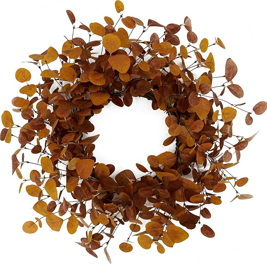 20" Fall Wreath,Fall Eucalyptus Wreath, Autumn Wreath for Front Door Indoor and Outdoor Farmhouse... | Amazon (US)