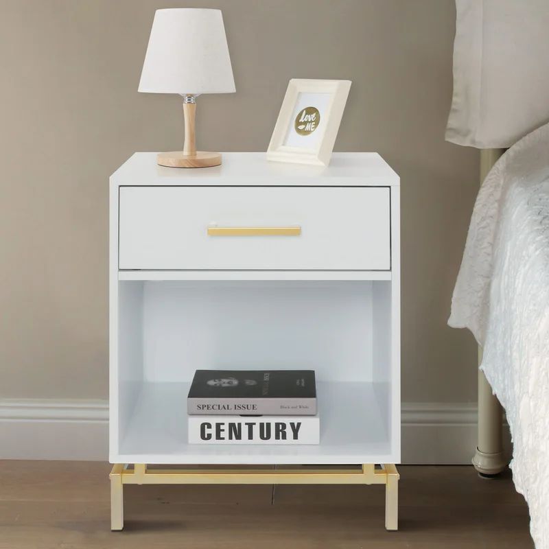 Nashyla Modern White Wooden Nightstand , Mid Century Accent Bedside Table Traditional End Table W... | Wayfair Professional