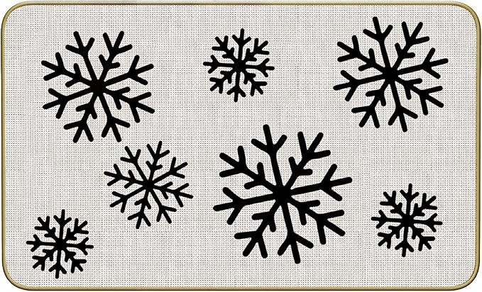 Mingnei Christmas Holiday Snowflakes Door Mat for Home Entrance, Rustic Farmhouse Winter Snow Fla... | Amazon (US)