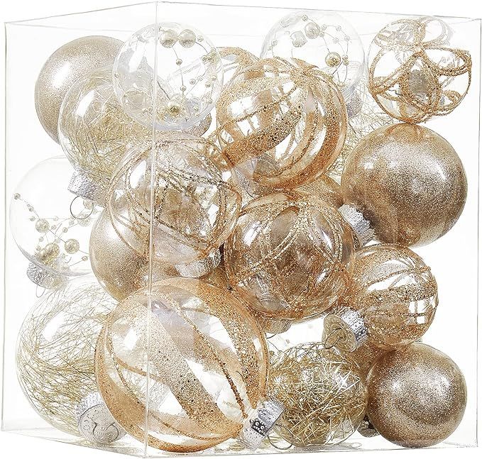 Amazon.com: Clear Christmas Ball Ornaments,24ct Shatterproof Plastic Decorative Christmas Ornamen... | Amazon (US)