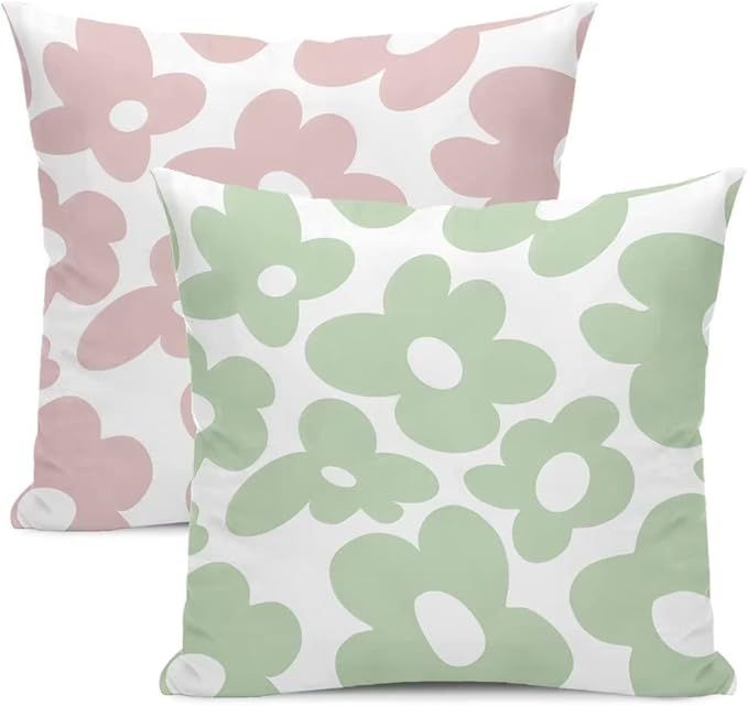Spring Danish Pastel Room Decor Pillow Covers 16X16 Set of 2, Danish Pastel Aesthetic Throw Pillo... | Amazon (US)