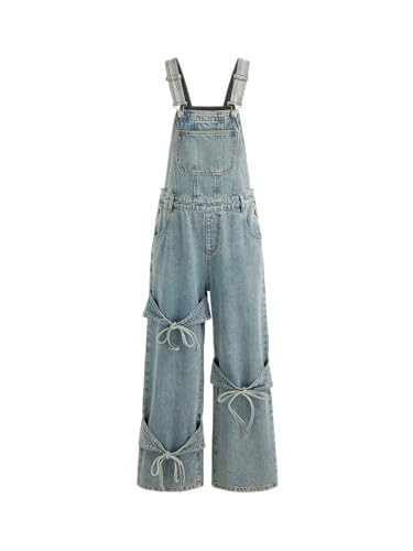 CIDER Overalls for Women Denim Bow knot Jumpsuits Adjusable Strap Jean Overall with Pockets | Amazon (US)