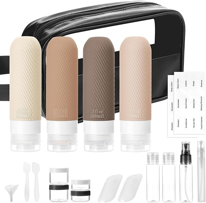 20 Pack Travel Bottles for Toiletries, TSA Approved Leak Proof Silicone Travel Size Containers Se... | Amazon (US)