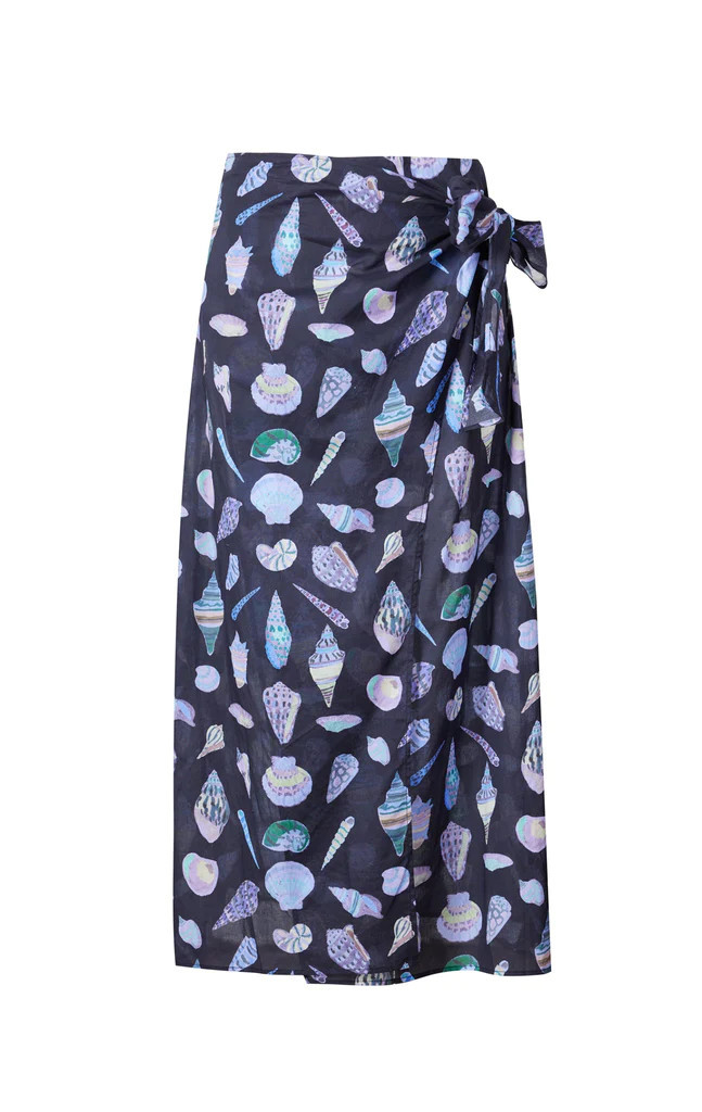 Salt Wrap Skirt in Midnight Shell Print | Marysia Swim