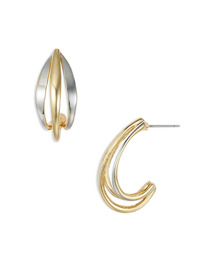 Kenneth Jay Lane 18K Gold Plated Two Tone Half Hoop Earrings | Bloomingdale's (US)