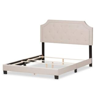 Baxton Studio Willis Beige Fabric Upholstered King Bed, Light Beige | The Home Depot