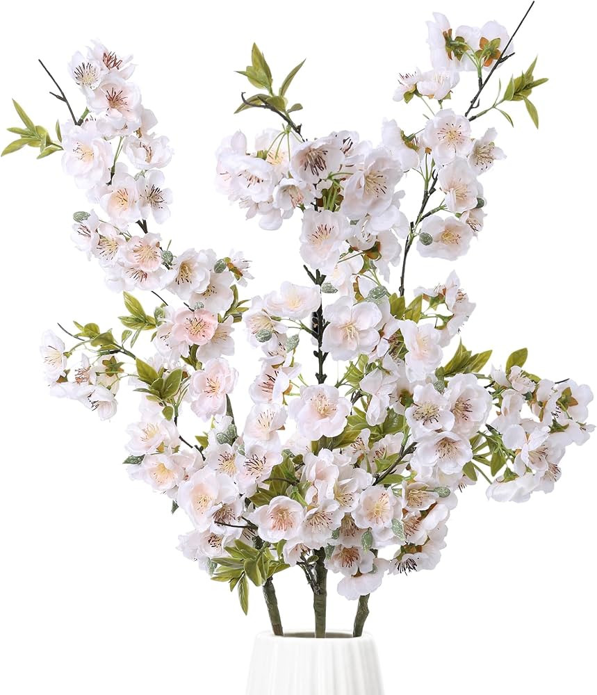 3 PCS Cherry Blossom Branches Artificial Flowers for Spring Indoor Decoration, Faux Plum Blossom ... | Amazon (US)