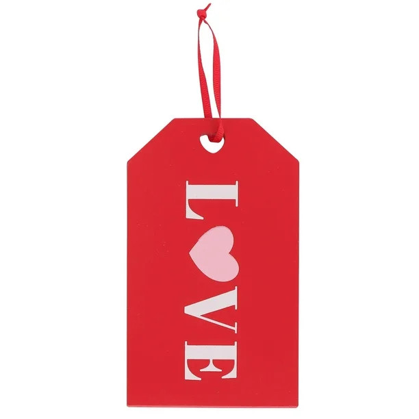 Way To Celebrate Valentine's Day Wood Tag Ornament, Red | Walmart (US)