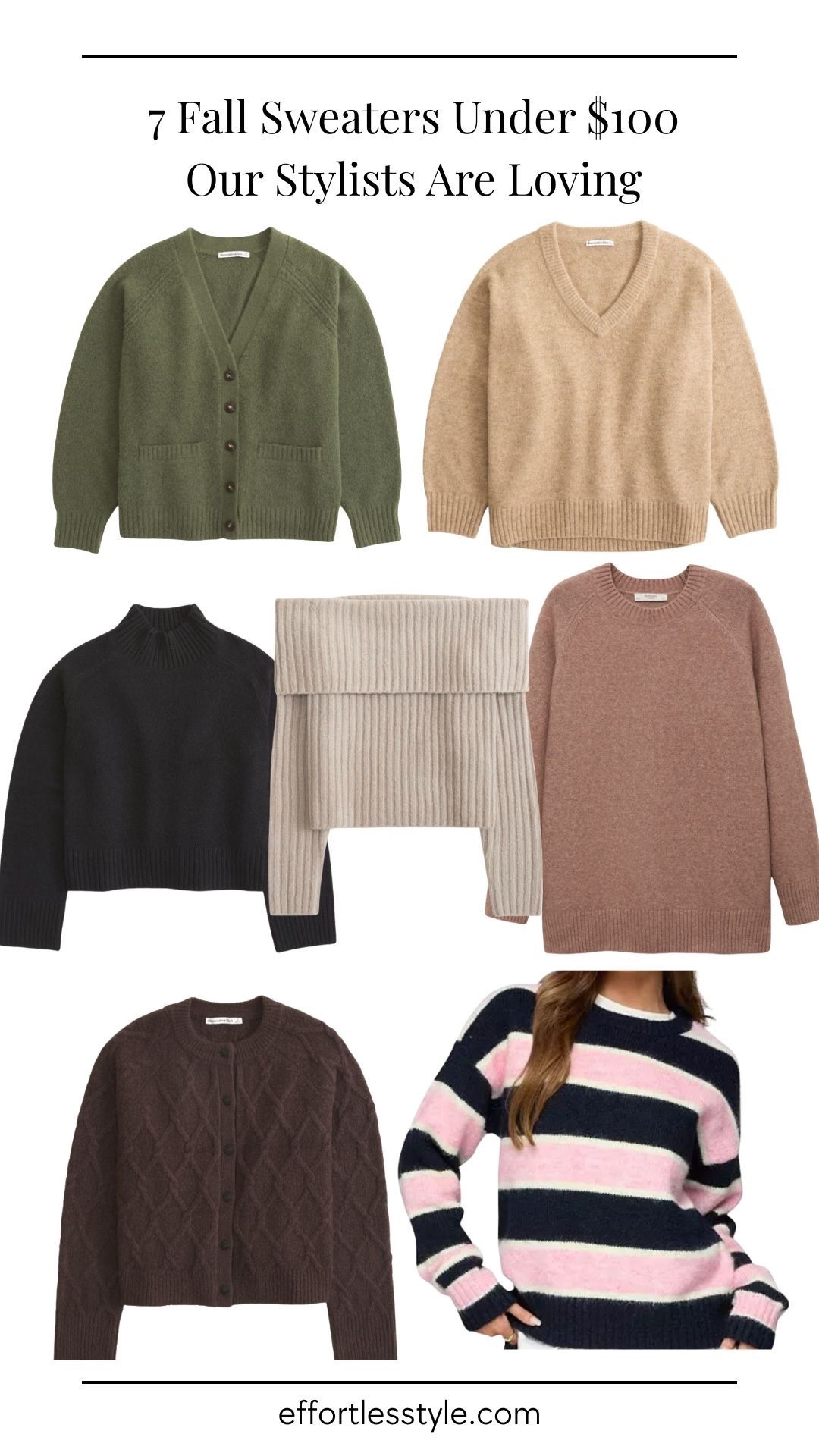 If you’re shopping for fall sweaters under $100, this curated list from our Effortless Style team proves that cozy and chic don’t have to come with a high price tag. Our stylists hand-picked seven sweaters that check every box. Great quality, versatile silhouettes, and beautiful textures that make getting dressed this season effortless. From timeless neutrals to soft stripes and elevated knits, these are the affordable fall pieces we’ll be reaching for again and again.

#LTKStyleTip #LTKOver40 #LTKBeauty