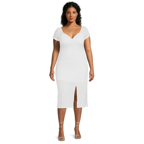 No Boundaries Juniors Plus Lace Midi Dress with Side Slit | Walmart (US)