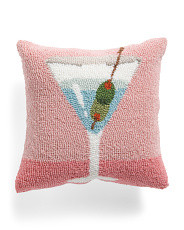 14x14 Martini Hooked Pillow | Marshalls