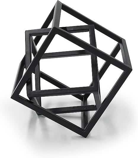 Dreamseden Small Geometric Sculpture, Metal Cube Decorative Ornaments Modern Home Decor Accent | Amazon (US)